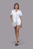 Bộ pijama ngắn nữ Vera satin trơn tay ngắn - V0760
