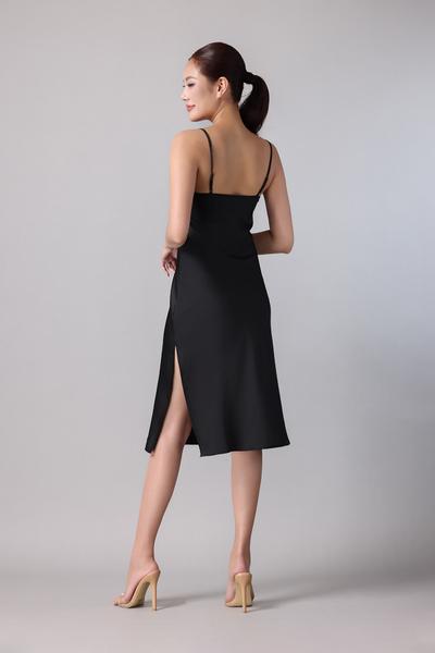Đầm lửng nữ Vera latin trơn hai dây - V0809