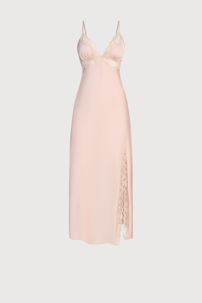 Đầm dài Vera by Chipu satin trơn phối ren - C0044