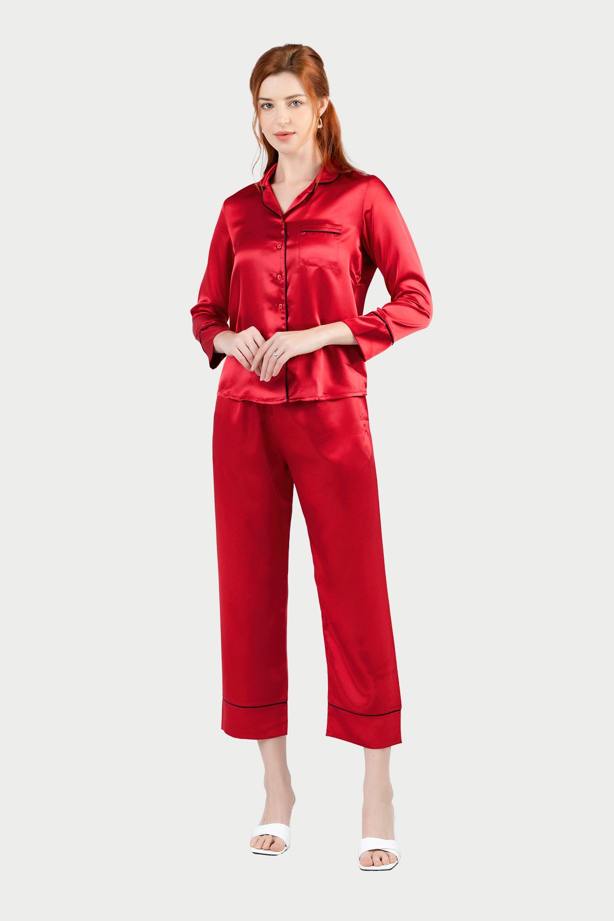 Bộ Pijama dài nữ Vera Satin trơn - V0494