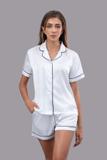 Bộ pijama ngắn nữ Vera satin trơn tay ngắn - V0760