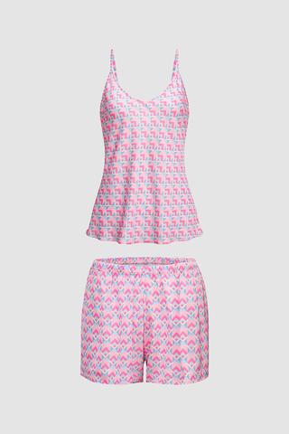 Bộ short nữ Vera satin in hai dây - V0766Hồng in