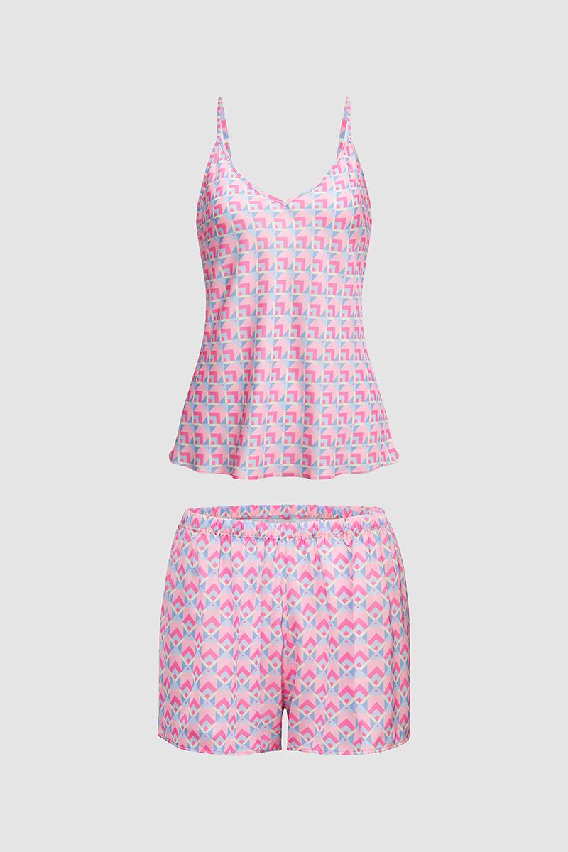 Bộ short nữ Vera satin in hai dây - V0766