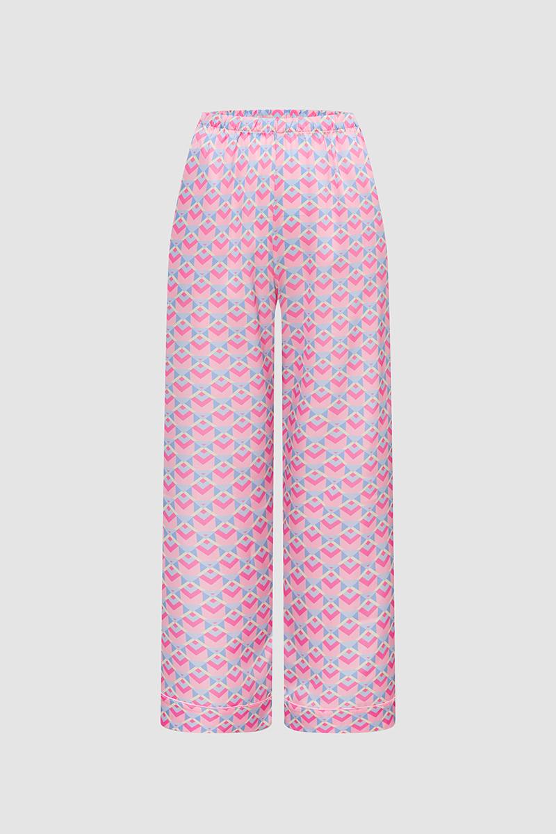 Bộ pijama dài nữ Vera satin in tay ngắn - V0767