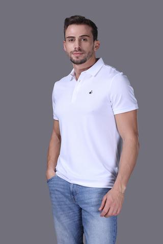 Áo Polo Unisex Jockey poly modal in logo Half Boy - J4033Trắng