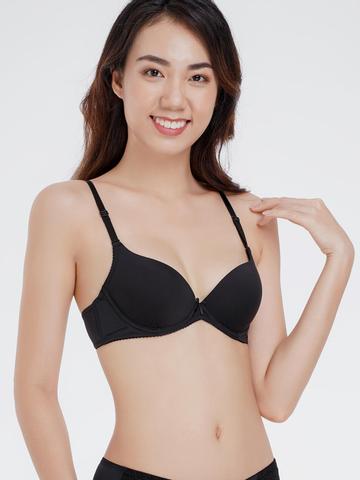 Áo ngực nữ Misaki cúp 3/4 mút vừa nylon trơn  M1023Đen