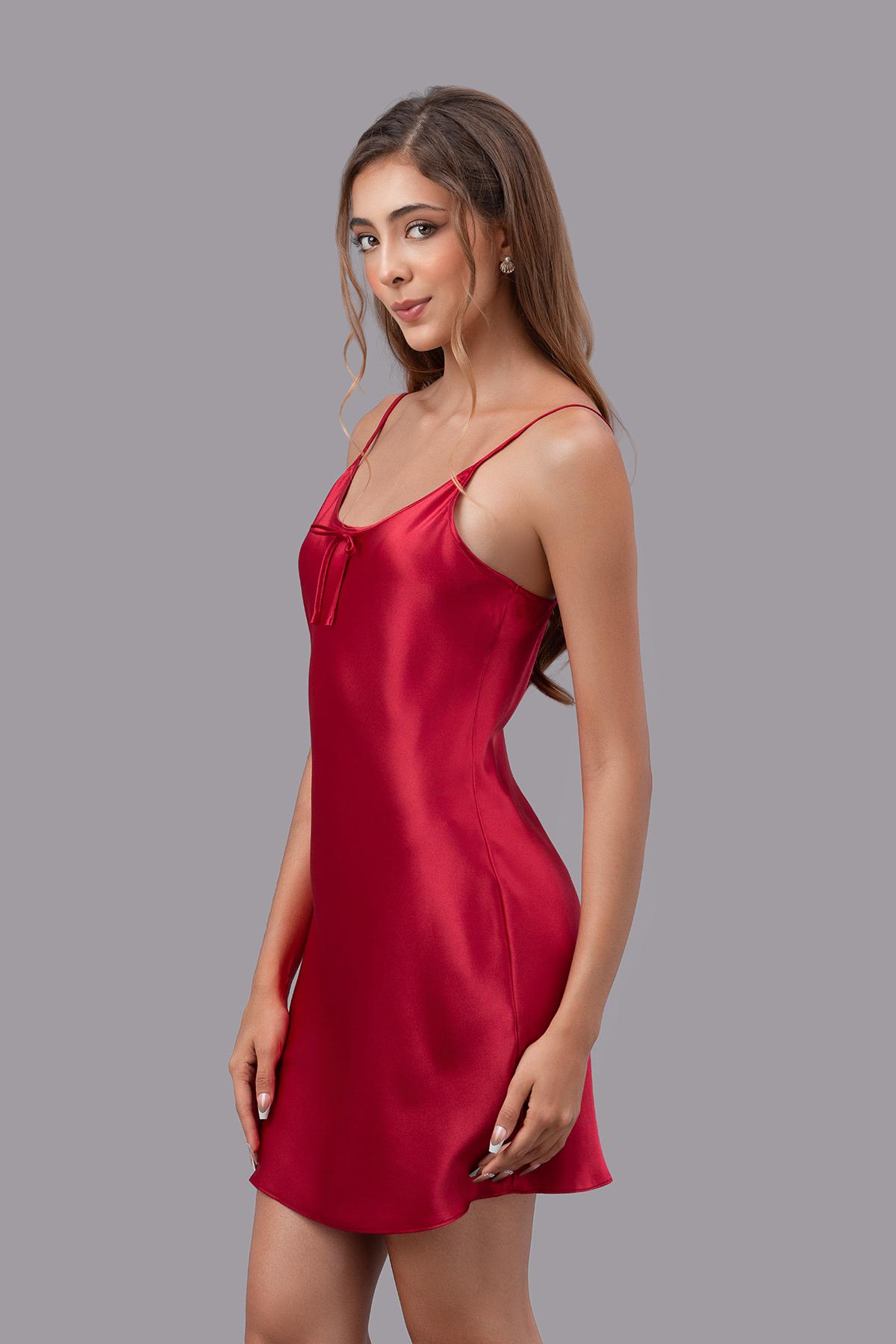 Đầm ngắn nữ Vera satin trơn hai dây - V0757