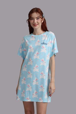 Đầm ngắn Wow by NDLanNgoc cotton bamboo - N0010Xanh in