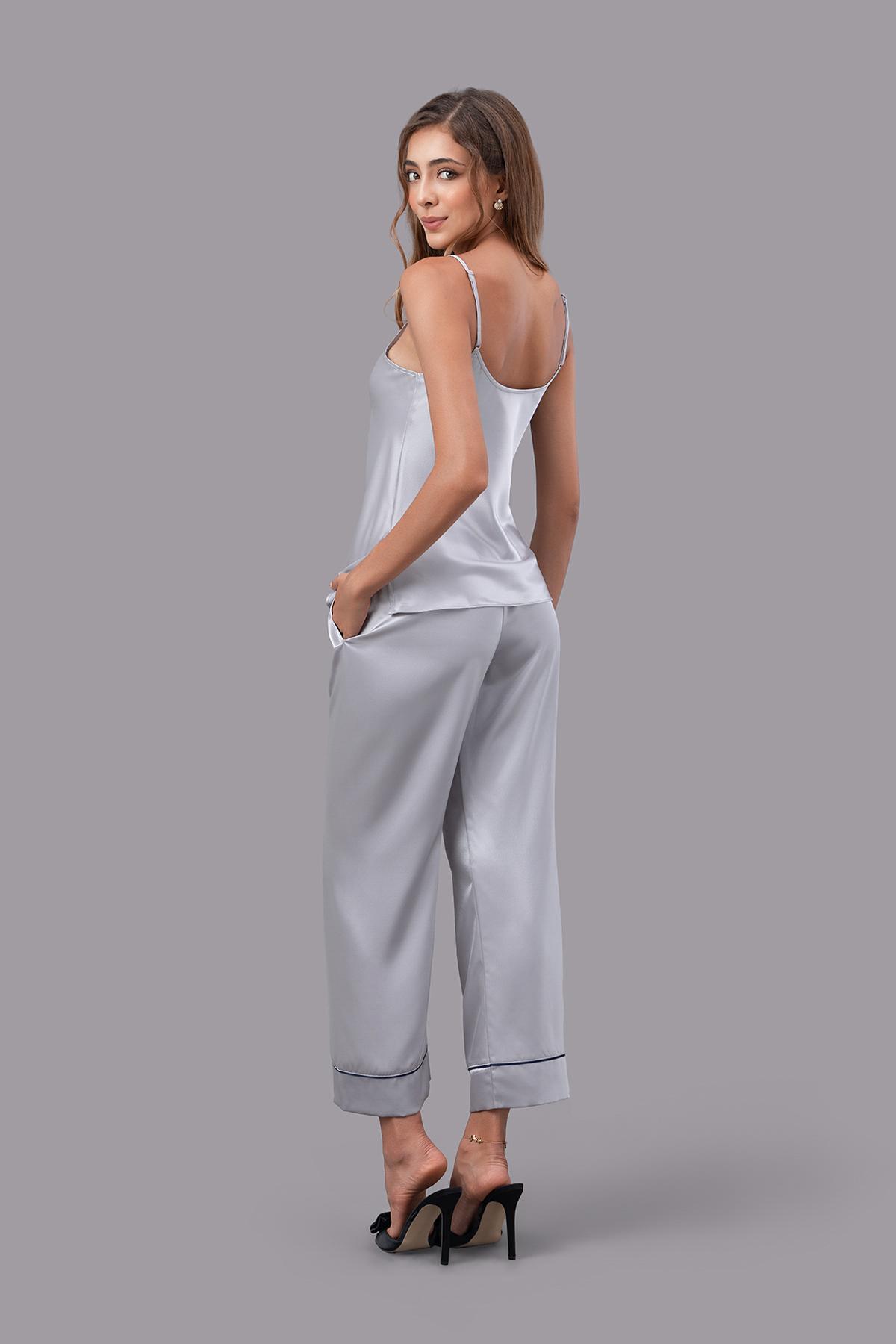 Bộ dài nữ Vera satin trơn hai dây - V0761