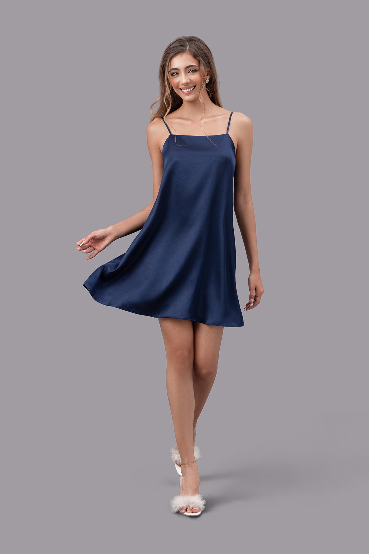 Đầm ngắn nữ Vera satin trơn hai dây - V0755