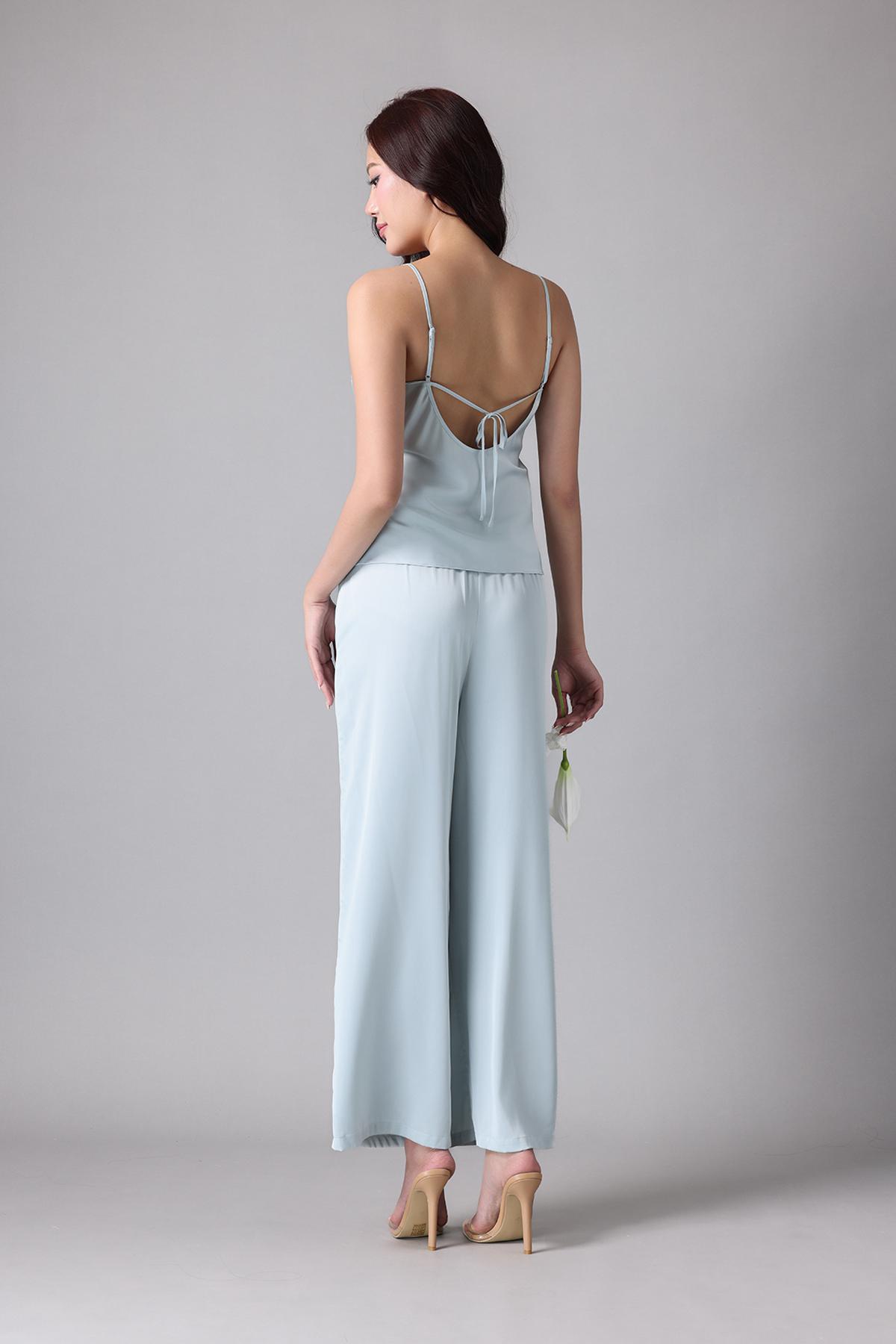 Bộ dài Vera by Chipu satin trơn phối ren - C0050