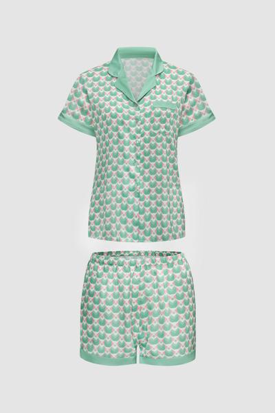 Bộ pijama ngắn nữ Vera satin in tay ngắn - V0768