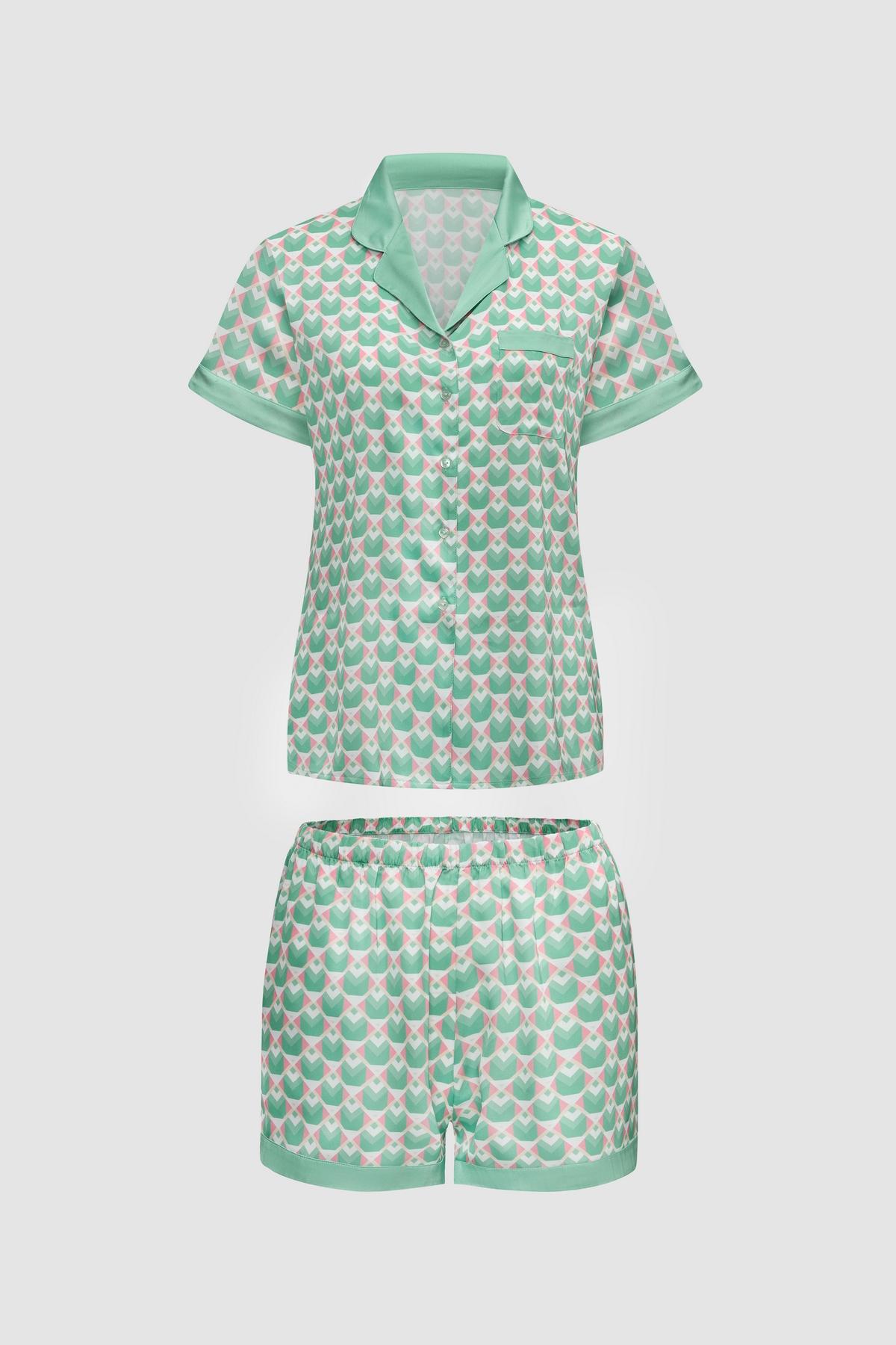 Bộ pijama ngắn nữ Vera satin in tay ngắn - V0768