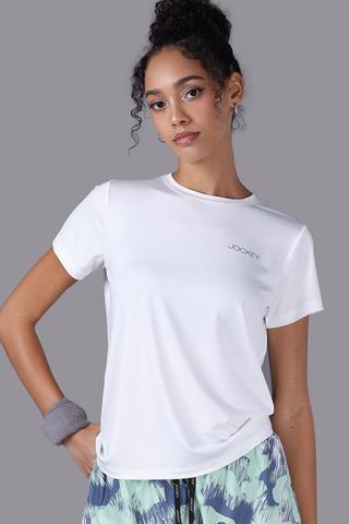Áo T- shirt thể thao Jockey Nữ chất liệu wicking in logo - J1377Trắng
