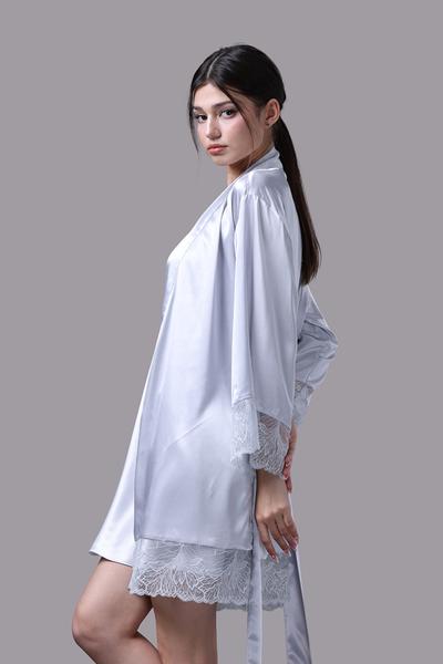 Áo khoác kimono nữ Vera satin phối ren - V0672