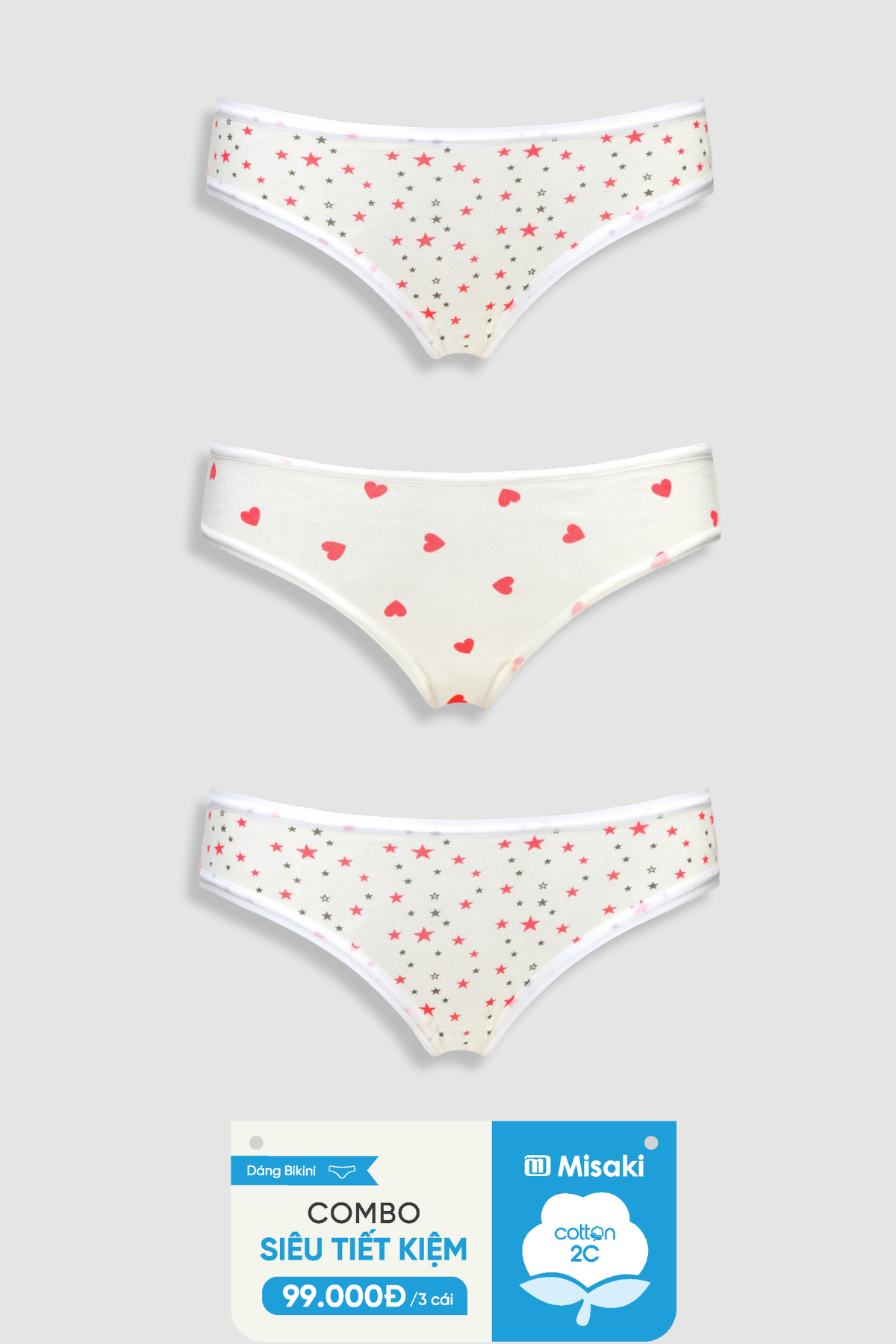 Quần lót bikini nữ Misaki cotton 2C in - M1088