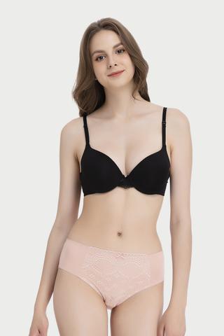 Quần lót lưng cao Misaki microfiber phối ren - M1082Hồng dâu