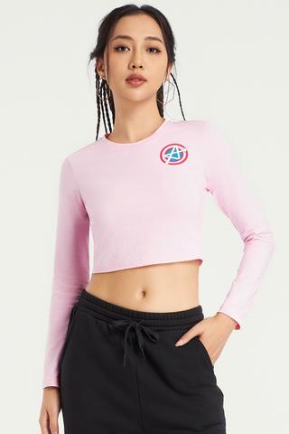 Áo long sleeve top nữ Marvel cotton in điểm - D0010Hồng