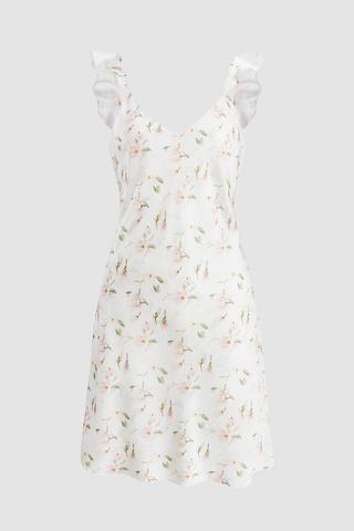 Đầm ngắn nữ Vera latin in hai dây - V0818Kem in hoa