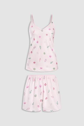 Bộ short nữ Vera satin in hai dây - V0804Hồng in