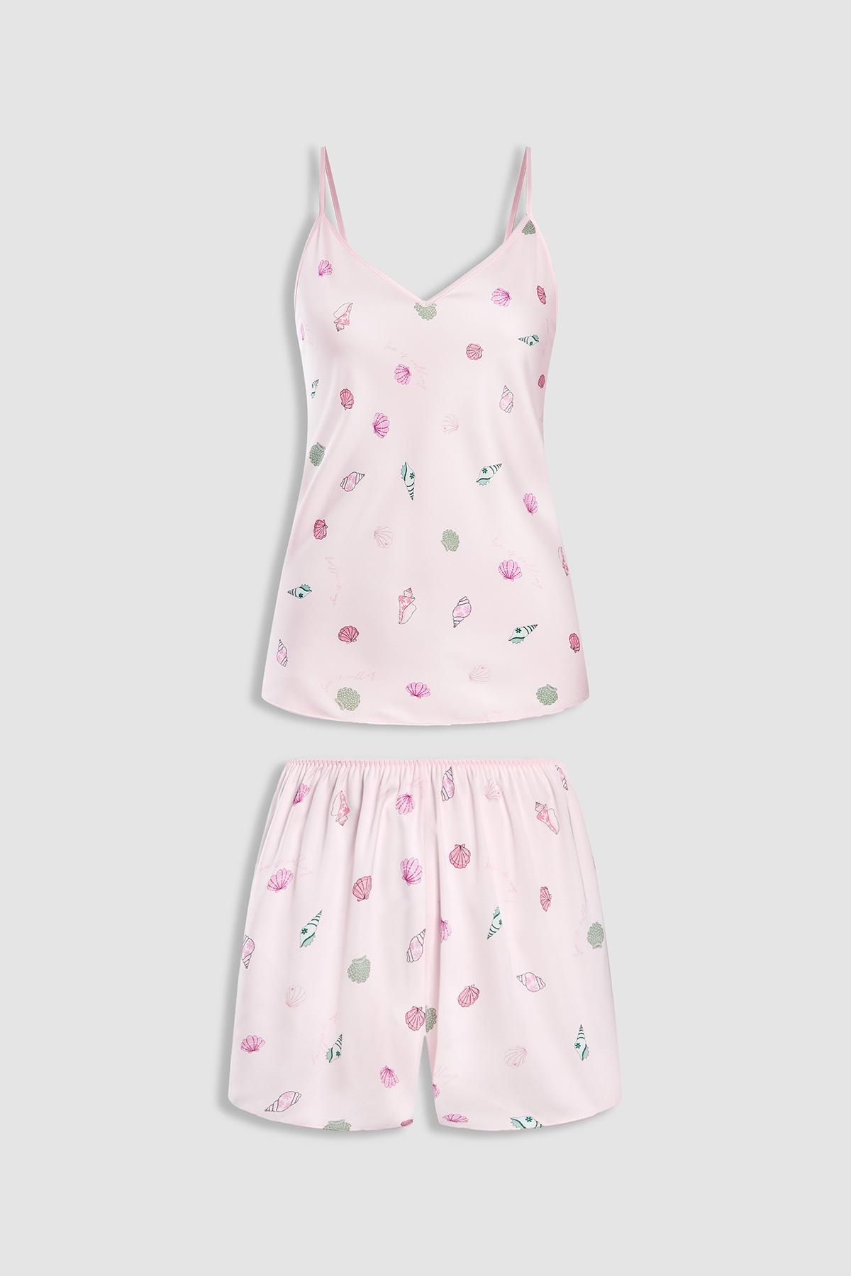 Bộ short nữ Vera satin in hai dây - V0804