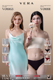 Combo đầm lửng nữ vera sattin trơn hai dây
