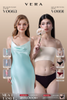 Combo đầm lửng nữ vera sattin trơn hai dây