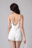 Bộ short Vera by Chipu satin trơn phối ren - C0051