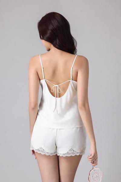 Bộ short Vera by Chipu satin trơn phối ren - C0051