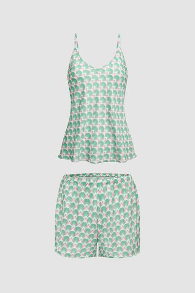 Bộ short nữ Vera satin in hai dây - V0766