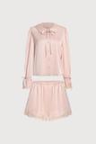 Bộ pijama ngắn Vera by Chipu satin trơn phối ren - C0049