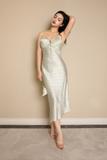 Đầm lửng Vera satin Jacquard hai dây - V0784