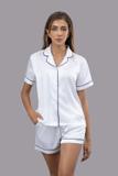 Bộ pijama ngắn nữ Vera satin trơn tay ngắn - V0760