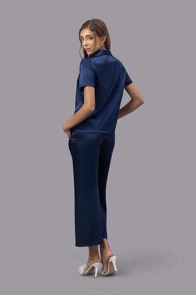 Bộ pijama dài nữ Vera satin trơn tay ngắn - V0762