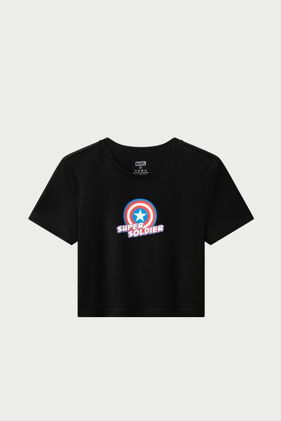 Áo crop top nữ Marvel cotton in điểm - D0009