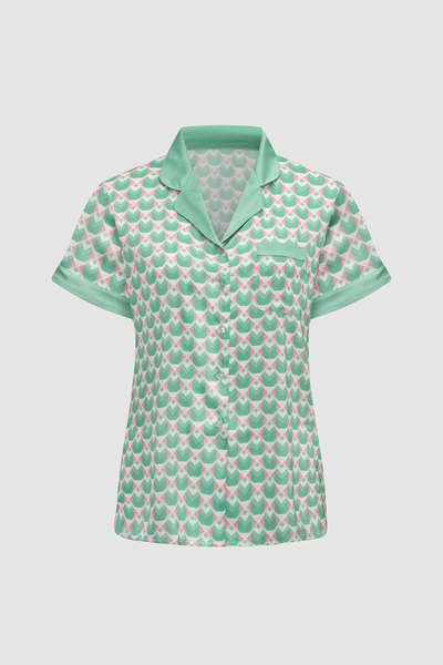 Bộ pijama ngắn nữ Vera satin in tay ngắn - V0768