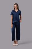 Bộ pijama dài nữ Vera satin trơn tay ngắn - V0762