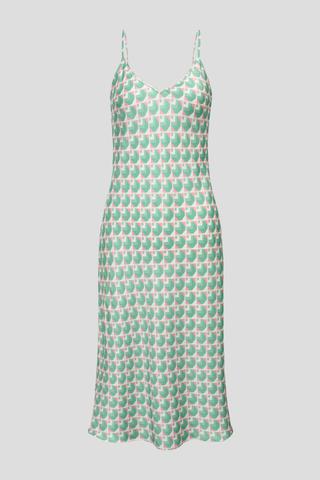 Đầm ngắn nữ Vera satin in hai dây - V0764Xanh in