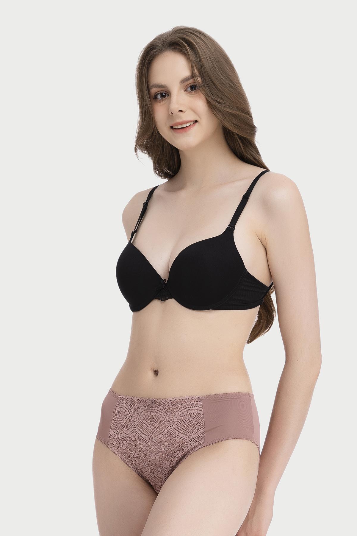 Quần lót lưng cao Misaki microfiber phối ren - M1082