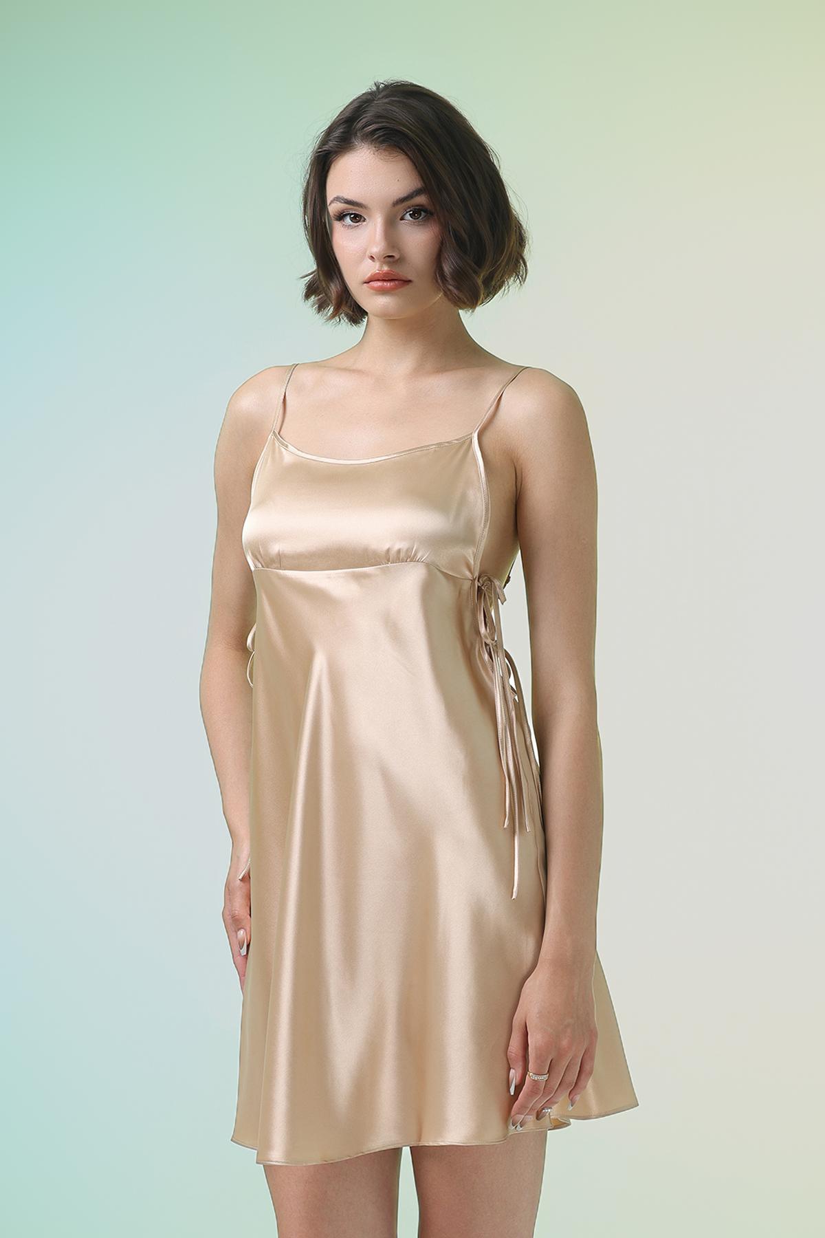 Đầm ngắn nữ Vera satin trơn - V0740