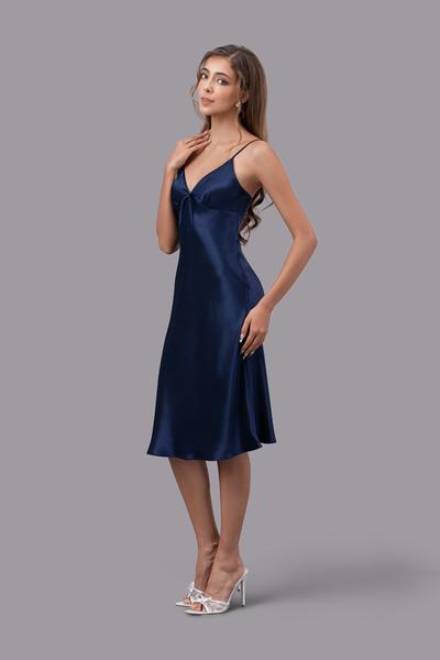 Đầm lửng nữ Vera satin trơn hai dây - V0758