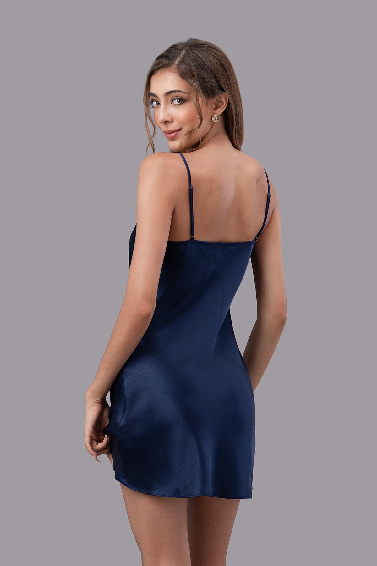 Đầm ngắn nữ Vera satin trơn hai dây - V0757