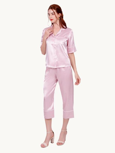 Bộ Pijama lửng Vera Satin trơn - V0468