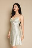Đầm ngắn Vera satin Jacquard hai dây - V0780