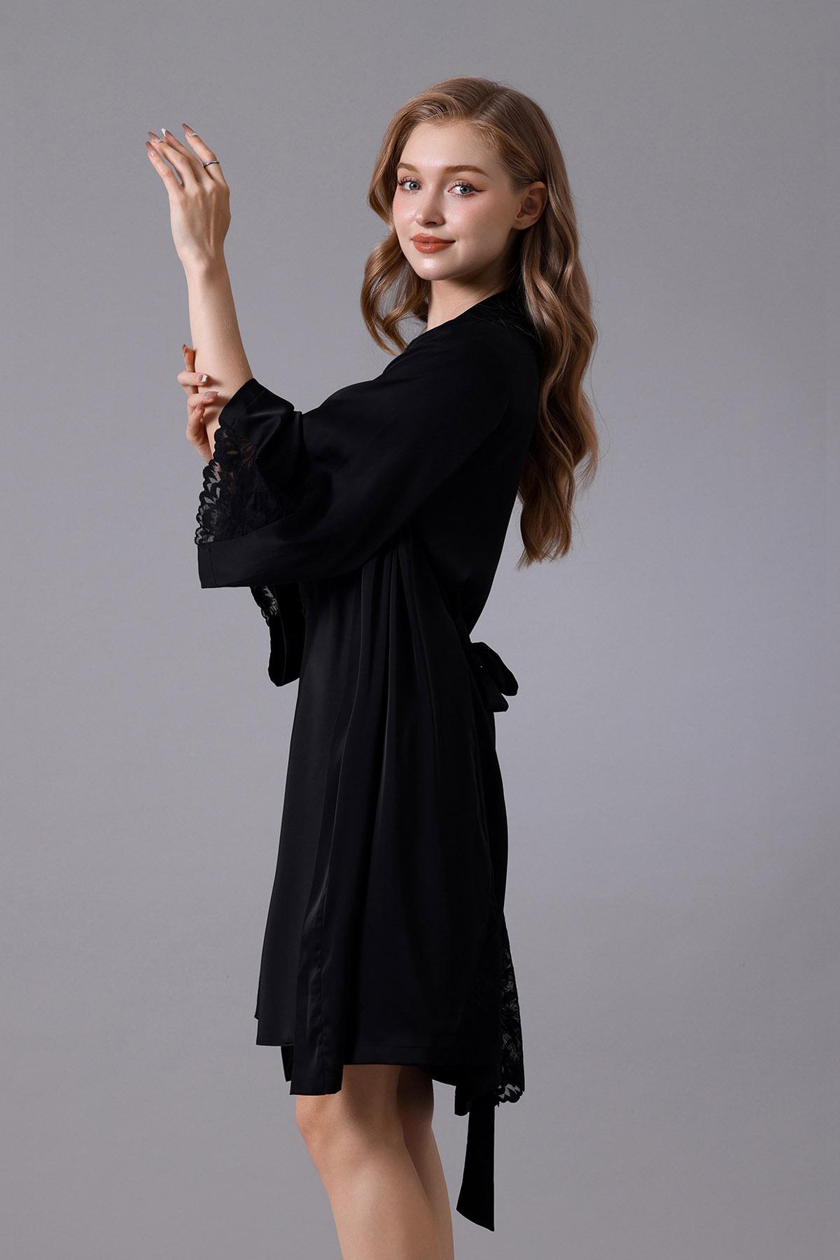 Áo kimono nữ Vera satin phối ren - V0608