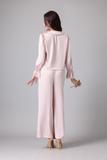 Bộ pijama dài Vera by Chipu satin trơn phối ren - C0052