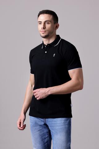 Áo Polo Nam Jockey cotton CVC thêu logo Full Boy - 1314Đen