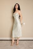 Đầm lửng Vera satin Jacquard hai dây - V0784