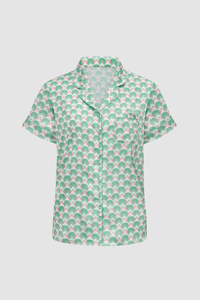 Bộ pijama dài nữ Vera satin in tay ngắn - V0767