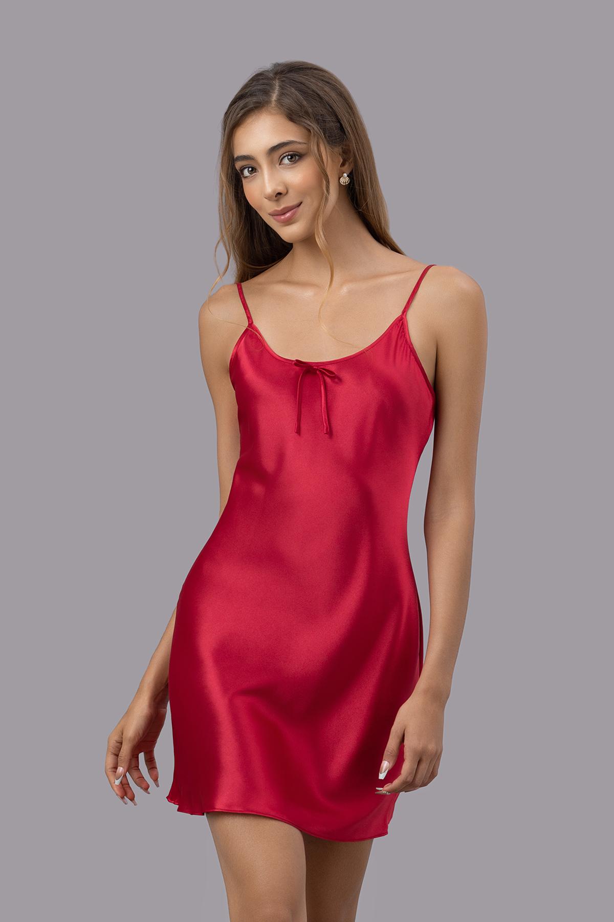 Đầm ngắn nữ Vera satin trơn hai dây - V0757